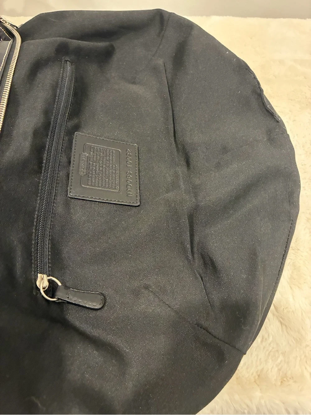 Coach Soho 10032 Black Leather Hobo Shoulder Bag Contrast Stitching Y2K